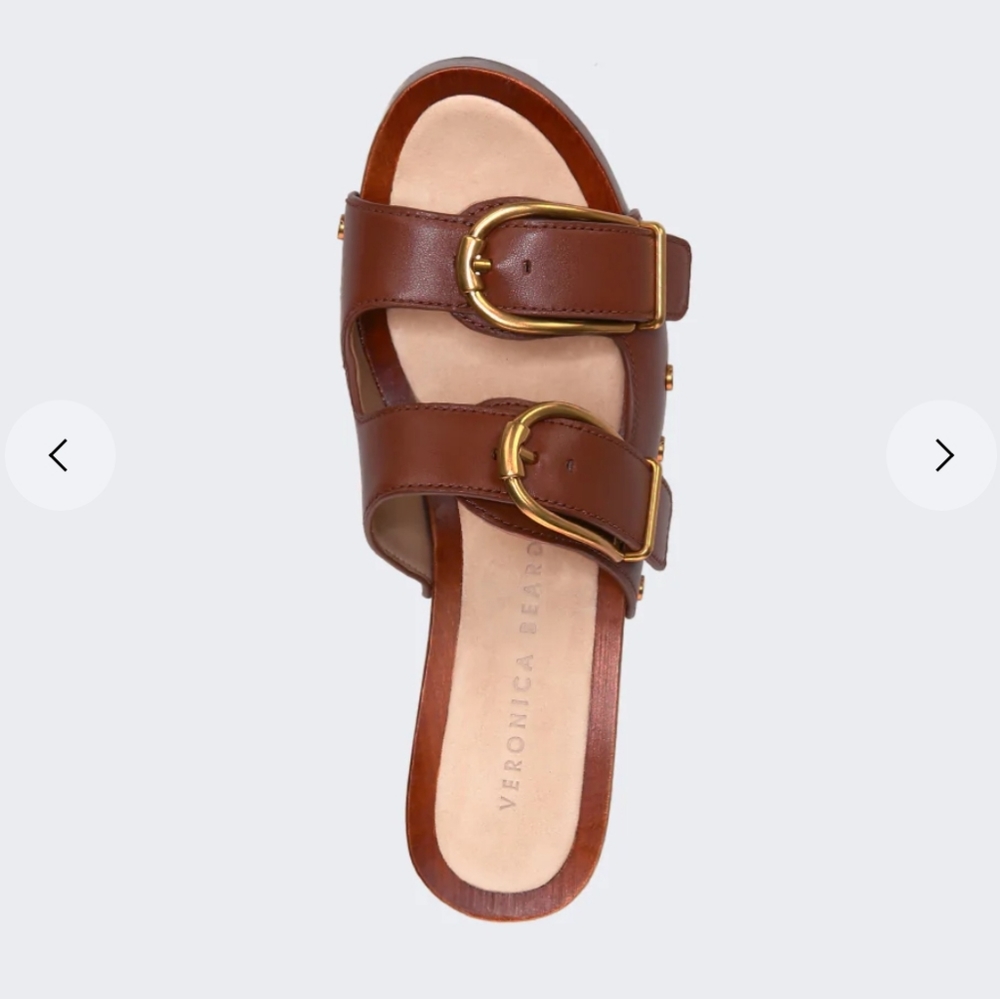 Veronica Beard Halifax Leather Studded Buckle Clogs Size 9.5 M Brown Haz… - Picture 4 of 12